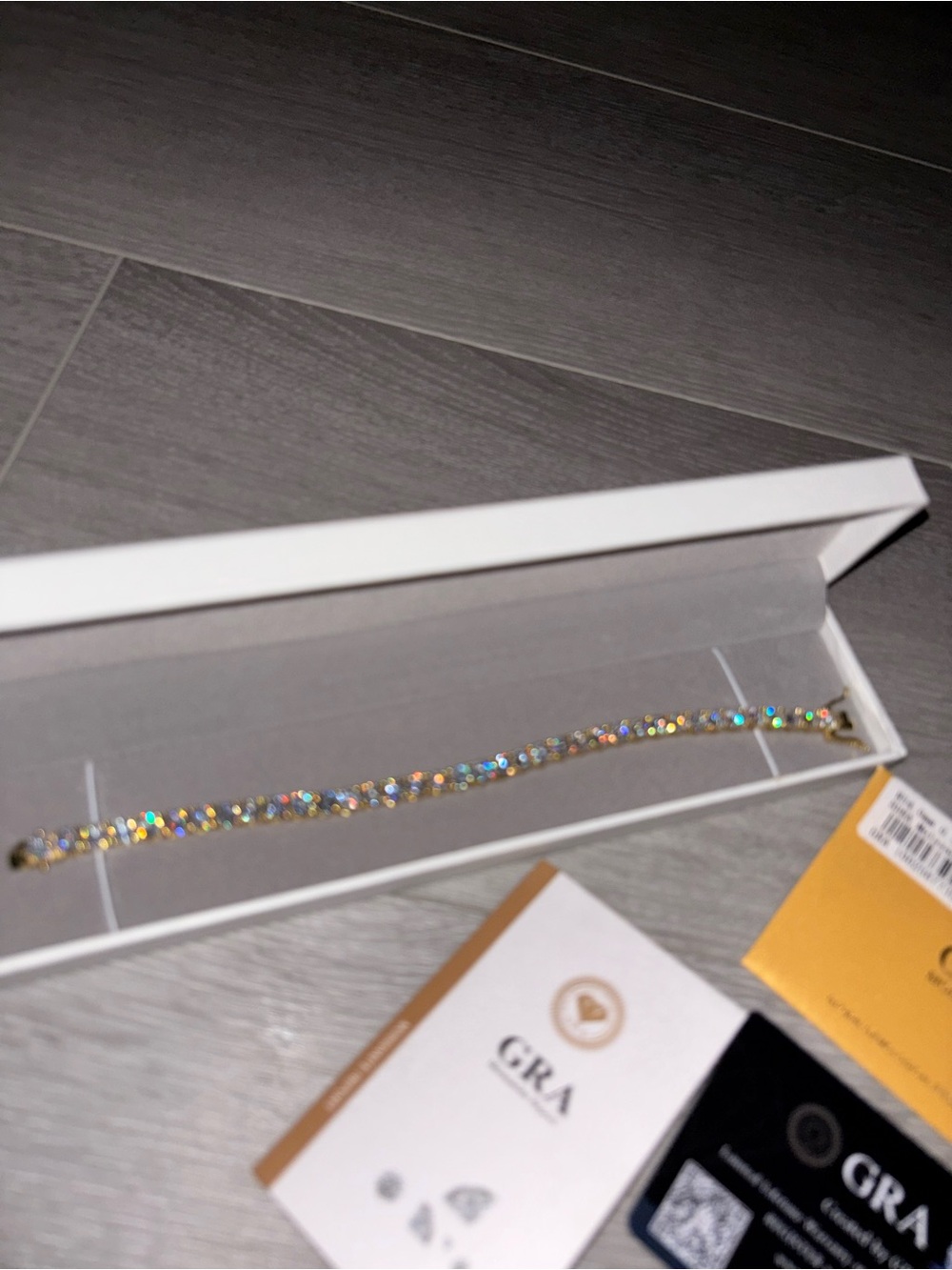 Brand New 5mm VVS Moissanite Tennis Bracelet 18k Gold over 925 Silver 7.5”